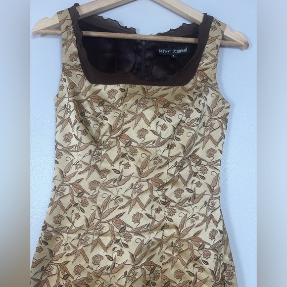 Vintage Betsey Johnson Chocolate Brown Gold Mini Dress - Picture 4 of 13